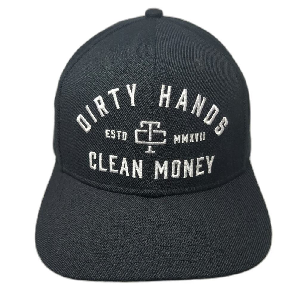Troll Co Snapback Black One Size Hat Dirty Hands Clean Money Logo Embroidery